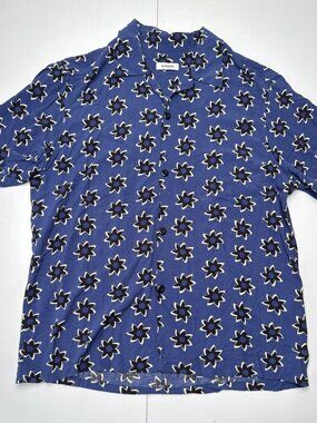 Sandro Camp Collar Button Shirt Blue Star Print
